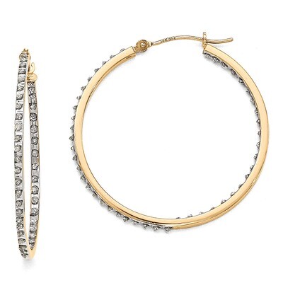 Round Hinged Hoop Earrings 14k Gold with Diamonds DF256, MPN: DF256, 191101179846