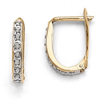 Leverback Hinged Hoop Earrings 14k Gold with Diamonds DF147, MPN: DF147, 191101179372