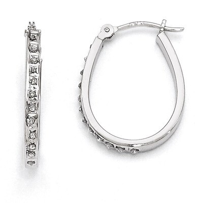 Oval Hinged Hoop Earrings 14k Gold with Diamonds DF148, MPN: DF148, 191101179389