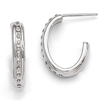 Post J Hoop Earrings 14k White Gold with Diamonds DF244, MPN: DF244, 191101179754