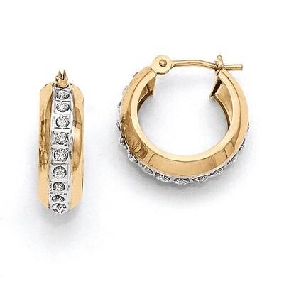 Diamond Round Huggy Hinged Hoop Earrings 14k Gold DF133, MPN: DF133, 191101179266