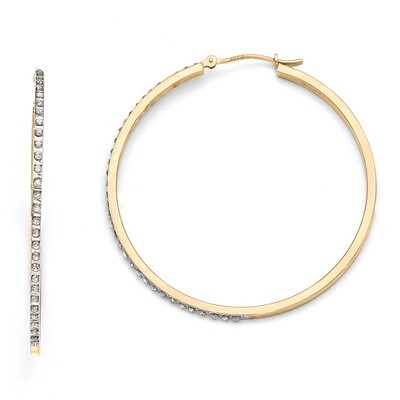 Large Round Hinged Hoop Earrings 14k Gold with Diamonds DF122, MPN: DF122, 191101179198
