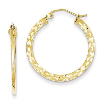 Diamond Cut Hollow Hoop Earrings 10k Gold 10TC307, MPN: 10TC307, 883957518312