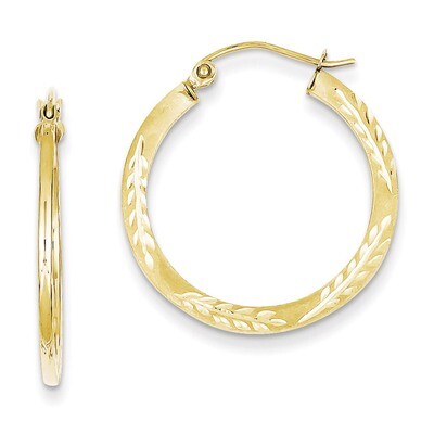 Satin Diamond Cut Hoop Earrings 10k Gold 10TC308, MPN: 10TC308, 883957518329