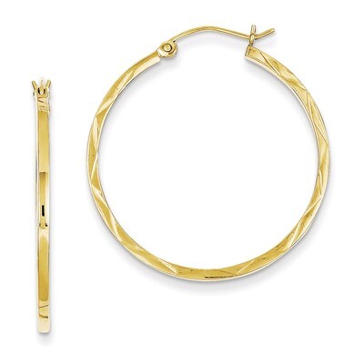 1.5x30mm Diamond Cut Hoop Earrings 10k Gold 10TC313, MPN: 10TC313, 883957585758