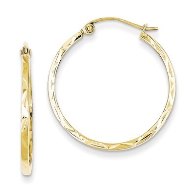 1.5x25mm Diamond Cut Hoop Earrings 10k Gold 10TC316, MPN: 10TC316, 883957518336