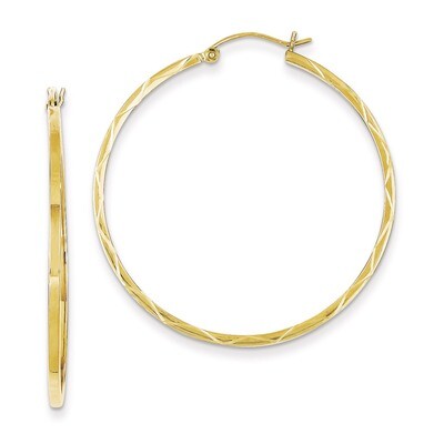 1.5x40mm Diamond Cut Hoop Earrings 10k Gold 10TC317, MPN: 10TC317, 883957528670