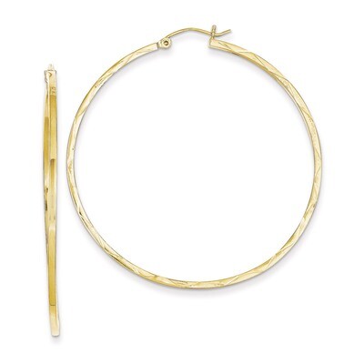 1.5x50mm Diamond Cut Hoop Earrings 10k Gold 10TC318, MPN: 10TC318, 883957477855