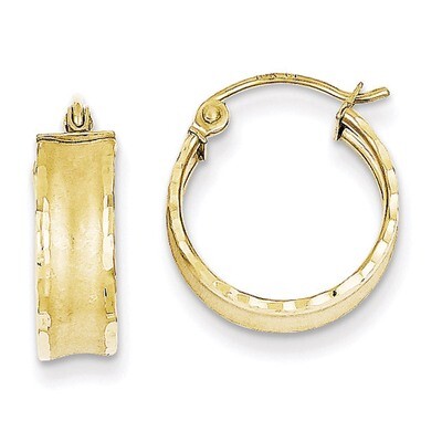 Satin Diamond Cut Hoop Earrings 10k Gold 10TC363, MPN: 10TC363, 883957585765