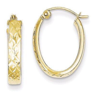 Diamond Cut Oval Hoop Earrings 10k Gold 10TC368, MPN: 10TC368, 883957550640