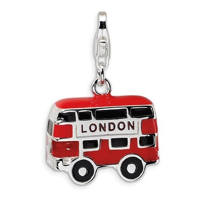 Double Decker London Bus Charm Sterling Silver Enamel QCC445 by Amore La Vita, MPN: QCC445, 8839573…