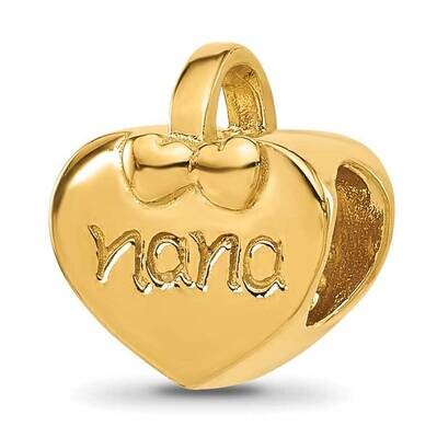 Gold-plated Heart Nana Bead Sterling Silver QRS2376GP, MPN: QRS2376GP,