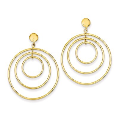 Fancy Circle Dangle Post Earrings 14k Gold TC490, MPN: TC490, 191101371974