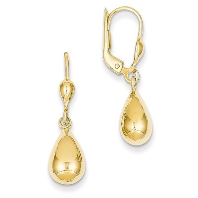 Fancy Dangle Leverback Earrings 14k Gold Polished H557, MPN: H557, 886774562032