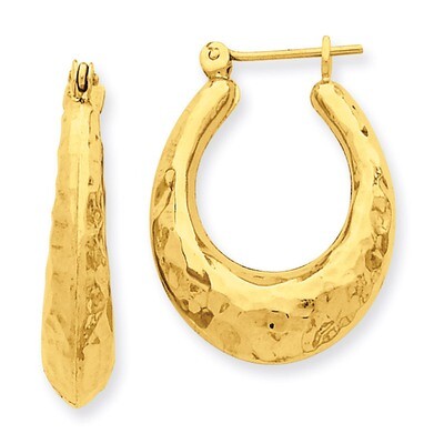 Hammered Fancy Hollow Hoop Earrings 14k Gold S1437, MPN: S1437, 658226125405