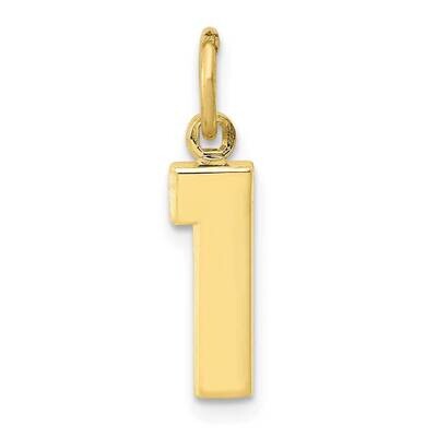 Polished Number 1 Charm 10k Gold Casted Small 10SP01, MPN: 10SP01,