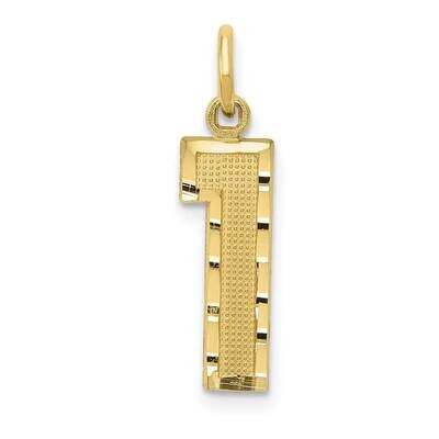 Diamond-Cut Number 1 Charm 10k Gold Casted Medium 10MN01, MPN: 10MN01,