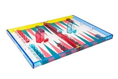 Tizo Acrylic Lucite Multi Color Turquoise Pink Backgammon Set HA103MCBP, MPN: HA103MCBP,