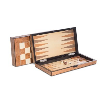 Brown Inlaid Wood Backgammon, Chess, &amp; Checkers Set GM18373, MPN: GM18373, 797140405542