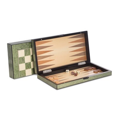 Green Inlaid Wood Backgammon, Chess, &amp; Checkers Set GM18372, MPN: GM18372, 797140405535