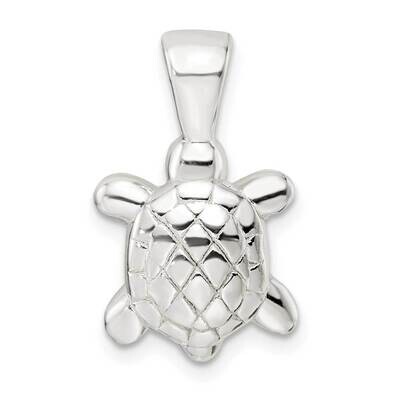 Textured Turtle Pendant Sterling Silver Polished QC11243, MPN: QC11243,