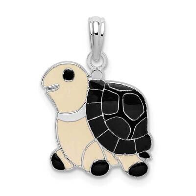 Enameled Brown Turtle Pendant Sterling Silver Polished QC10730, MPN: QC10730, 637218174300