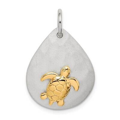 Turtle Brushed Pendant Sterling Silver Gold-tone QC9594, MPN: QC9594, 883957953717