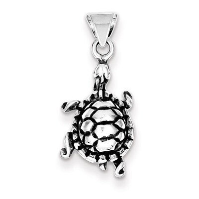 Turtle Charm Antiqued Sterling Silver QC4097, MPN: QC4097, 883957909554