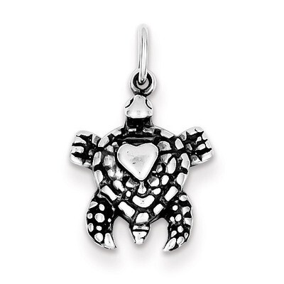 Sea Turtle Charm Antiqued Sterling Silver QC6306, MPN: QC6306, 883957915678