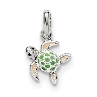 Children&#39;S Enameled Sea Turtle Pendant Sterling Silver QP4101, MPN: QP4101, 191101393082