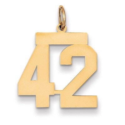 Number 42 Charm 14k Gold Medium Polished LM42, MPN: LM42, 883957134796