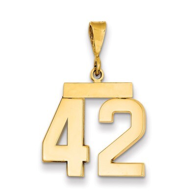 Number 42 Charm 14k Gold Medium Polished MP42, MPN: MP42, 883957135366