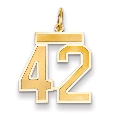 Number 42 Charm 14k Gold Medium Satin LSM42, MPN: LSM42, 883957074320