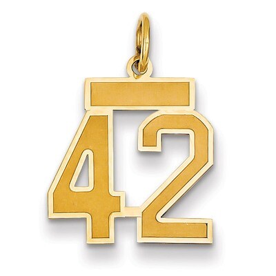 Number 42 Charm 14k Gold Small Satin  LSS42, MPN: LSS42, 883957069364