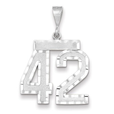 Number 42 Charm 14k white Gold Large Diamond -cut WLN42, MPN: WLN42, 883957123714