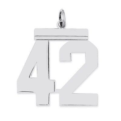 Charm Number 42 Polished Sterling Silver Large QPL42, MPN: QPL42, 191101280931