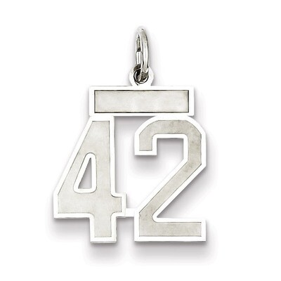 Charm Number 42 Satin Sterling Silver Small QPS42, MPN: QPS42, 191101282713