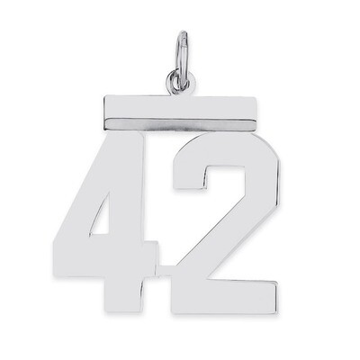 Pendant Number 42 Polished Sterling Silver Medium QMS42, MPN: QMS42, 191101278143
