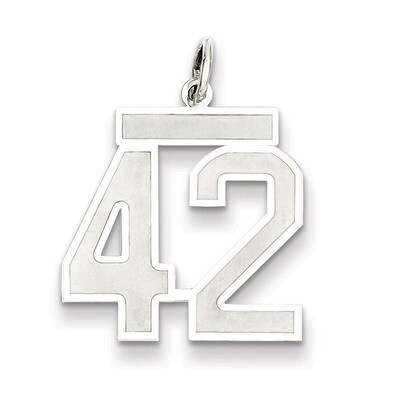 Pendant Number 42 Satin Sterling Silver Medium QPM42, MPN: QPM42, 883957126692