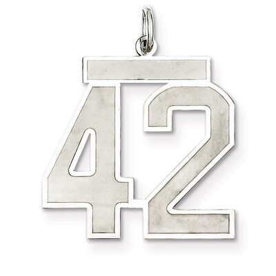 Pendant Number 42 Satin Sterling Silver Large QPP42, MPN: QPP42, 191101281815