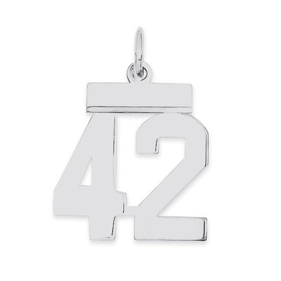 Pendant Number 42 Polished Sterling Silver Small QSS42, MPN: QSS42, 883957101347