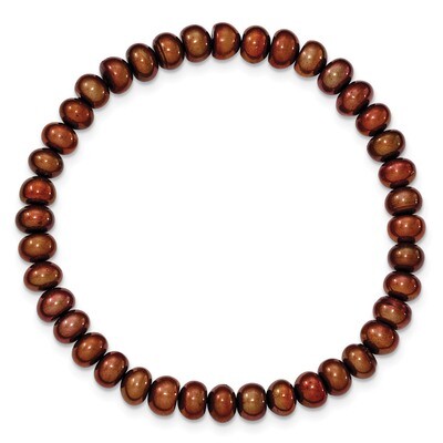 Cultured 6-7mm Pearl Brown Stretch Bracelet QH4870, MPN: QH4870, 191101107856