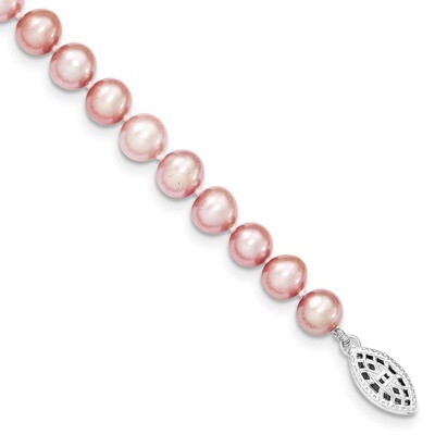 6-7mm Purple Cultured Pearl Bracelet Sterling Silver QH4763-7.25, MPN: QH4763-7.25, 883957461106