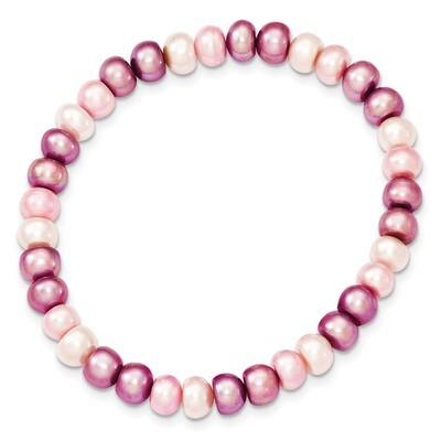 Cultured 6-7mm Pearl White Lavender Rose Stretch Bracelet QH4908, MPN: QH4908, 741271853970