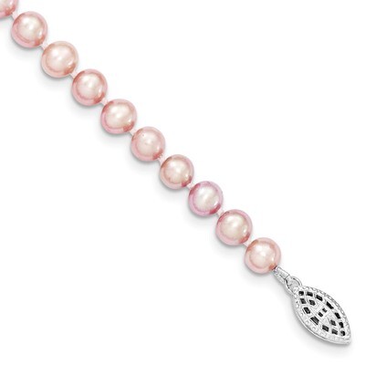 5-6mm Purple Cultured Pearl Bracelet Sterling Silver QH4757-7.25, MPN: QH4757-7.25, 883957435152