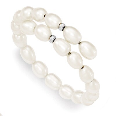 7-8mm Cultured Rice Pearl Flexible Bracelet Sterling Silver QH4735-7.5, MPN: QH4735-7.5, 8867742017…