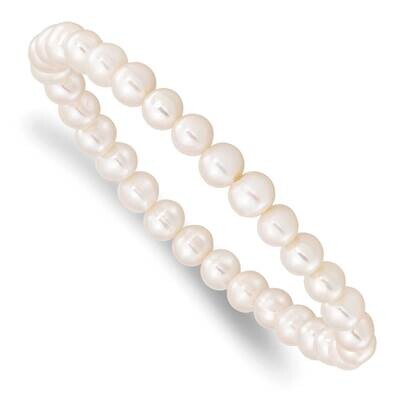 6-7mm White Semi-Round Freshwater Cultured Pearl Stretch Bracelet QH5623, MPN: QH5623, 196904156766