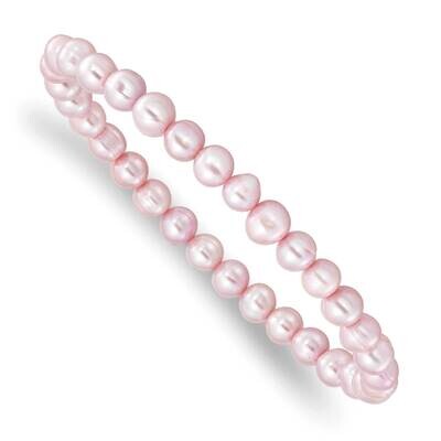 6-7mm Pink Semi-Round Cultured Freshwater Pearl Stretch Bracelet 7 Inch QH5641, MPN: QH5641, 196904…