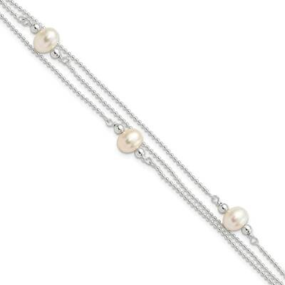 Glass Pearl with .75 Inch Extender Bracelet 7.25 Inch Sterling Silver Polished QH5653-6.5, MPN: QH5…