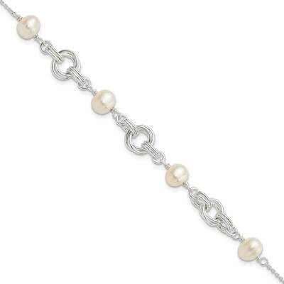 Glass Pearl with 1 Inch Ext. Bracelet 7.25 Inch Sterling Silver Polished QH5655-6.25, MPN: QH5655-6…